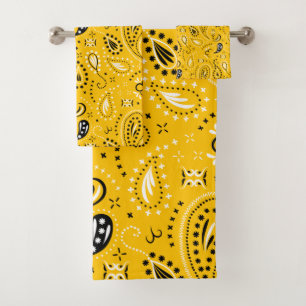 yellow paisley bath towel set