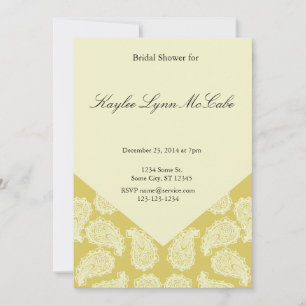 Yellow Paisley Bridal Shower Invitation