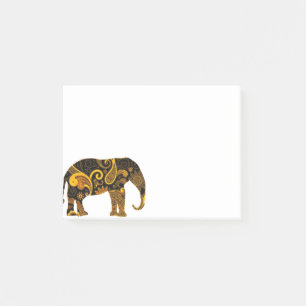 Yellow paisley elephant post-it notes