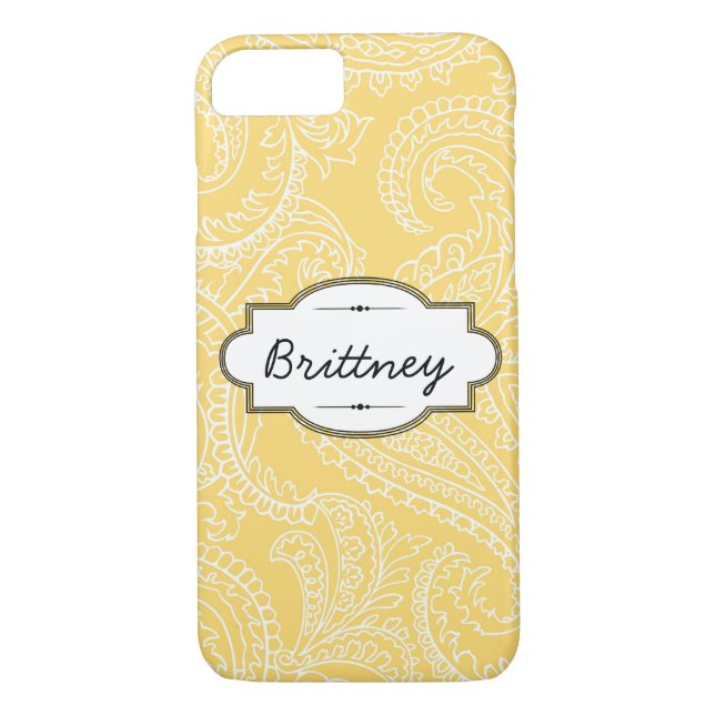 Yellow Paisley iPhone 7 à peine Coque (Dos)