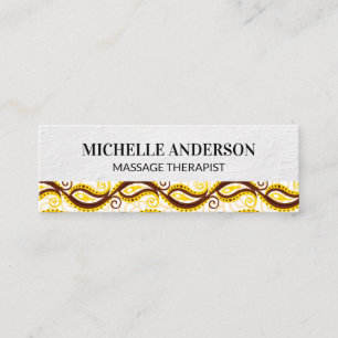 Yellow Paisley Pattern Mini Business Card