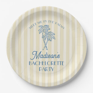 Yellow Palm Spring Pastel Beach Bachelorette Party Paper Plate