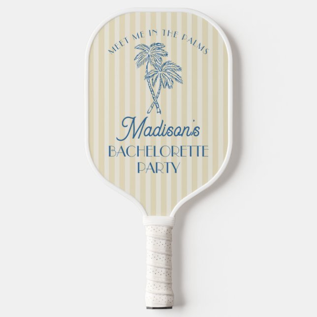 Yellow Palm Spring Pastel Beach Bachelorette Party Pickleball Paddle (Front)