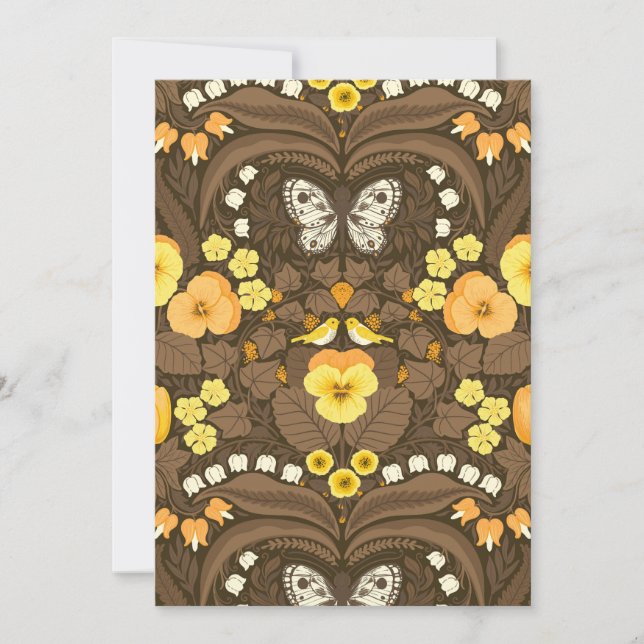 Yellow pansies, birds and butterflies (Front)