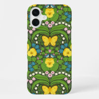 Yellow pansies, birds and butterflies