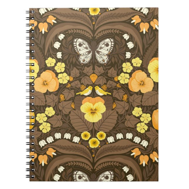 Yellow pansies, birds and butterflies notebook (Front)