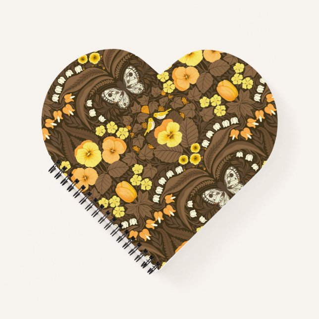Yellow pansies, birds and butterflies notebook (Front)