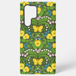 Yellow pansies, birds and butterflies samsung galaxy case