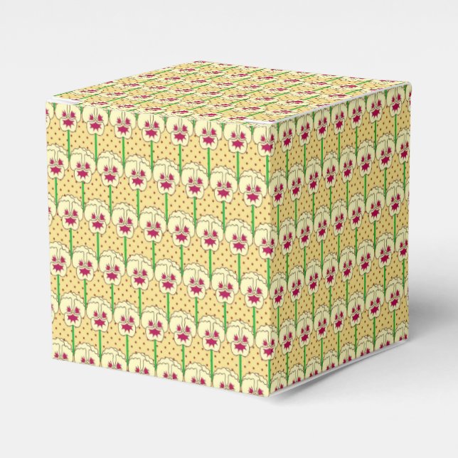 Yellow pansies - retro wallpaper pattern favor box (Front Side)