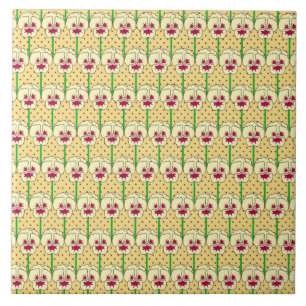 Yellow pansies - retro wallpaper pattern tile