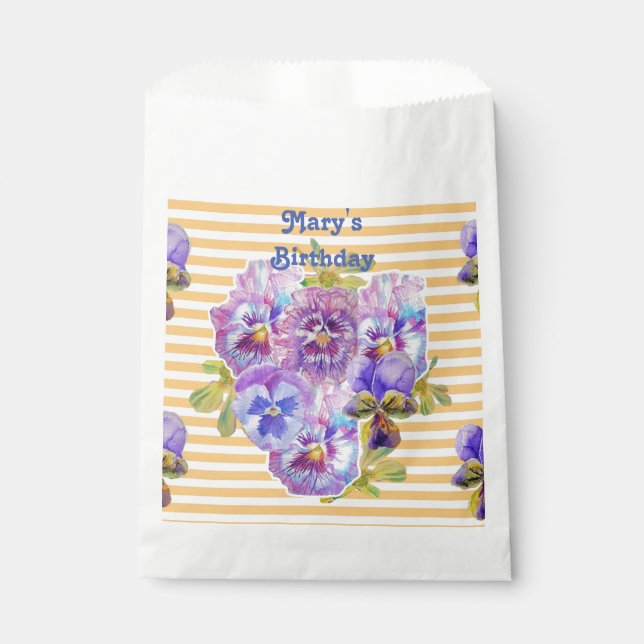 Yellow Pansy art Flowers floral Party Favor Bags (Front)
