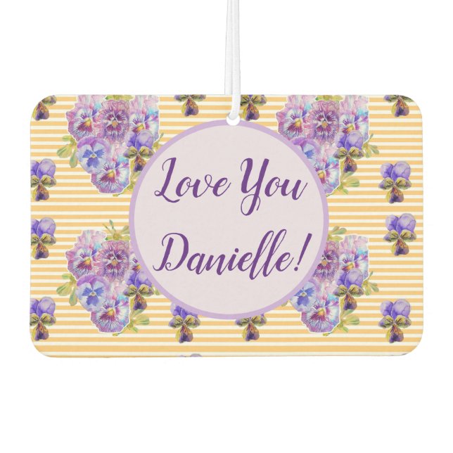 Yellow Pansy floral Flower Car Air Freshener (Front)