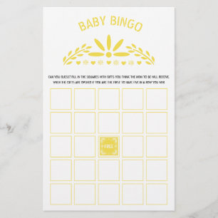 Yellow Papel Picado Baby Boy Shower Bingo game Flyer