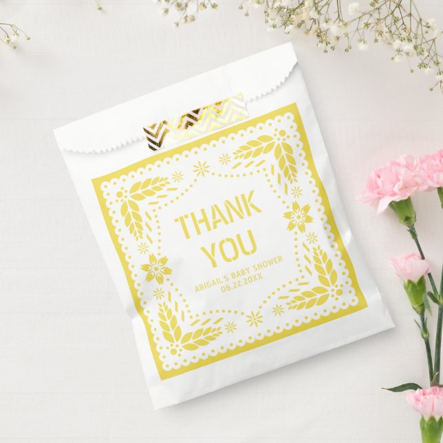 Yellow papel picado Thank You Baby Shower Favour Bag (Sealed)