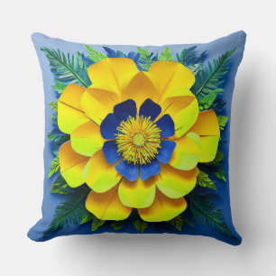 🌼 Yellow Paper Flower Room Decor Accent 🌼 Throw Pillow