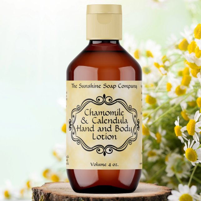 Yellow parchment vintage frame cosmetic label (Créateur téléchargé)