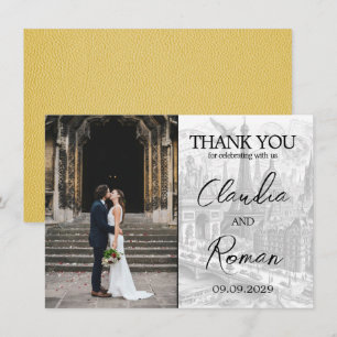 Yellow Paris Passport Thank You Card