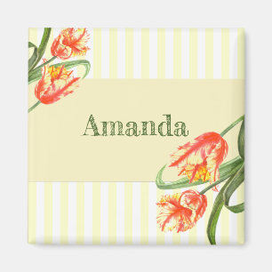 Yellow Parrot Tulips Flower Floral Art Magnet