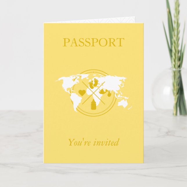 Yellow Passport Voyage Boy Baby shower Carte du mo (Devant)