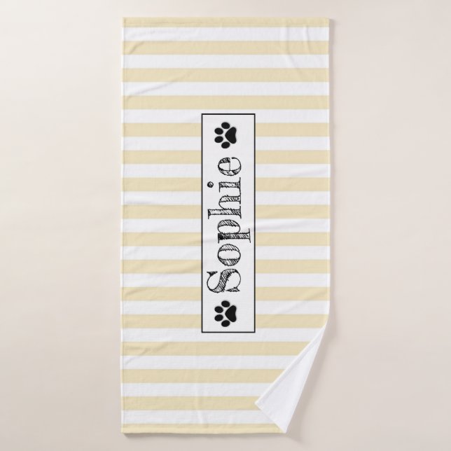 Yellow Pastel Stripes Personalized Dog Cat Pet  Bath Towel (Bath Towel)