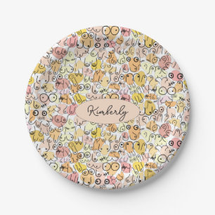 yellow pastel woman paper plate