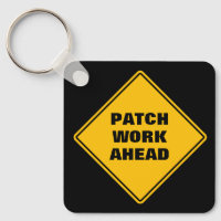 Yellow patch work ahead road sign personalized