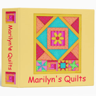 Yellow Patchwork Name Personalized Quilt Notebook Binder