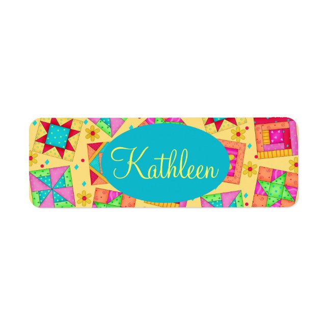 Yellow Patchwork Quilt Block Art Personalized (Front)