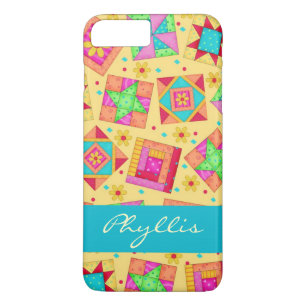 Yellow Patchwork Quilt Block Name Personalized iPhone 8 Plus/7 Plus Case