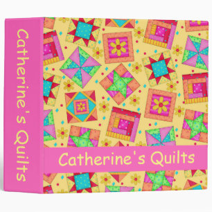 Yellow Patchwork Quilt Name Personalized Album Binder