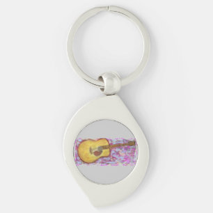 yellow patina acoustic guitar keychain