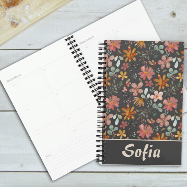 Yellow pattern botanical green name grey planner (Creator Uploaded)