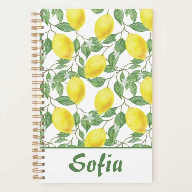 Yellow pattern lemon green name planner (Front)