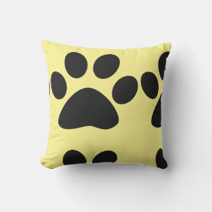 Yellow Paw Prints Pattern Cute Gifts For Dog Mom Outdoor Pillow