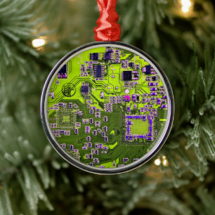 Yellow PCB Circuit Board Design for IT Pros Metal Ornament