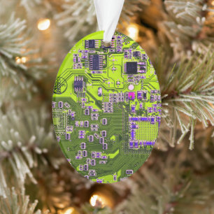 Yellow PCB Circuit Board Design for IT Pros Ornament