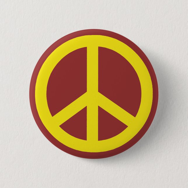 Yellow Peace Sign 2 Inch Round Button (Front)