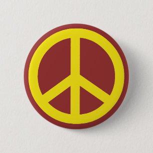 Yellow Peace Sign 2 Inch Round Button