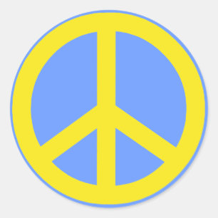 Yellow Peace Sign Classic Round Sticker
