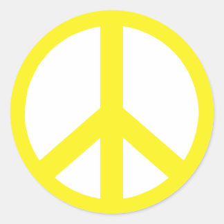 Yellow Peace Sign Classic Round Sticker