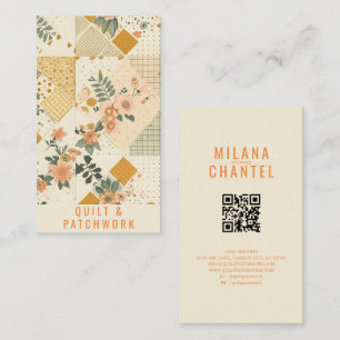 Yellow Peach Quilt Patchwork Handmade Clothing Business Card