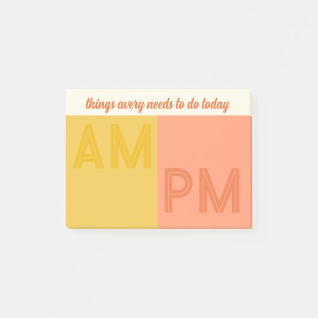 Yellow Peach Things To Do Today AM / PM Post-it Notes (Front)