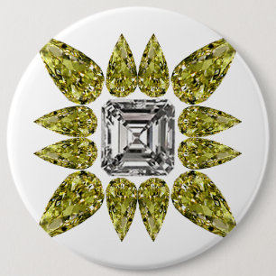 Yellow Pear Diamond 6 Inch Round Button