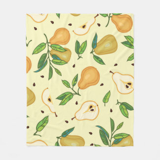 Yellow Pear Fruits: Vintage Illustration. Fleece Blanket