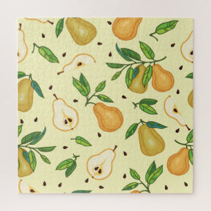 Yellow Pear Fruits: Vintage Illustration. Jigsaw Puzzle