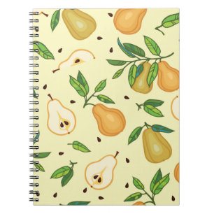 Yellow Pear Fruits: Vintage Illustration. Notebook