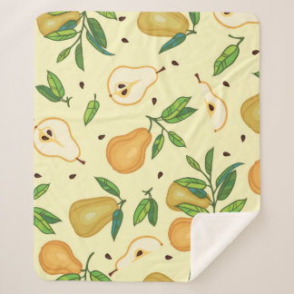 Yellow Pear Fruits: Vintage Illustration. Sherpa Blanket