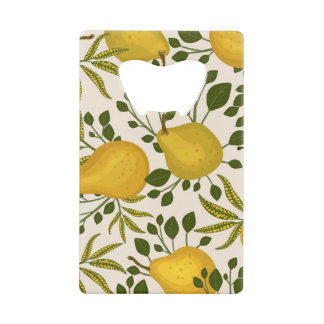 Yellow Pears Leaves White Background Credit Card Bottle Opener