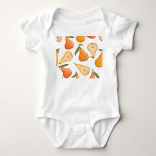 Yellow Pears: Seamless White Background. Baby Bodysuit