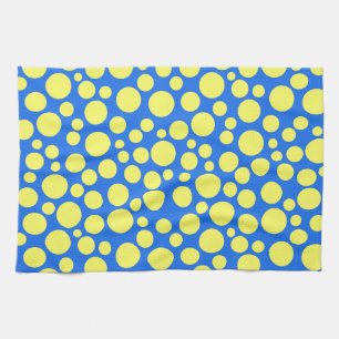 Yellow peas on a sky blue background kitchen towel